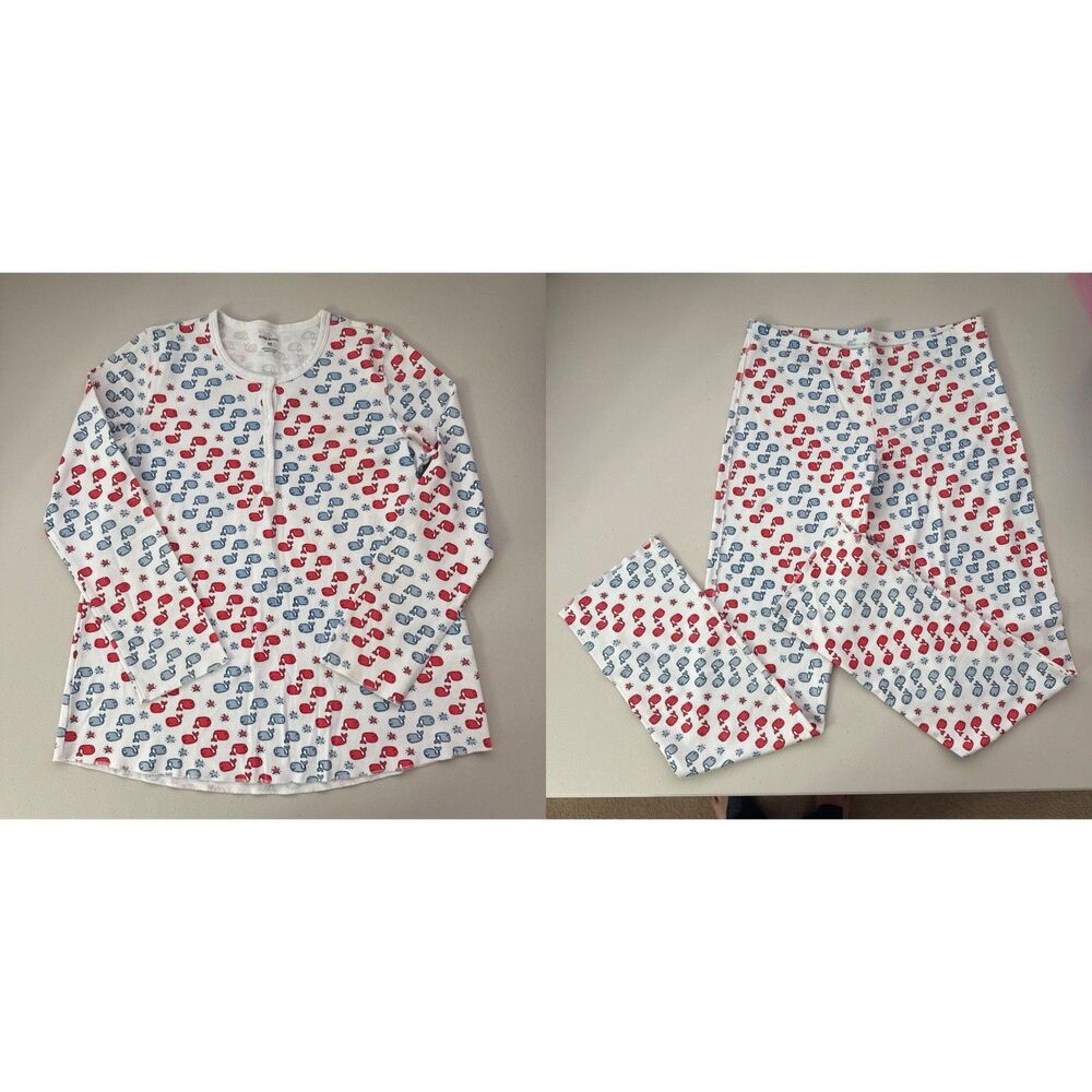 Roberta Roller Rabbit Moby the Whale Pajama Set Women's Size Medium Blue Red - Picture 1 of 15